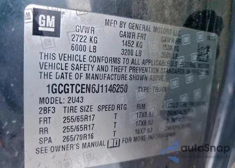 2018 Chevrolet Colorado Lt из США, поврежденный, VIN 1GCGTCEN6J1146250